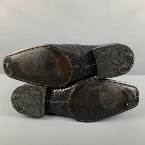 DOLCE & GABBANA Size 7 Black Textured Leather Slip On Loafers - Picture 6 of 9